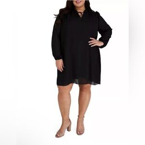 Maree Pour Toi Woman’s Bishop Long Sleeve Black Dress Luxe Plus Size 16 NWT